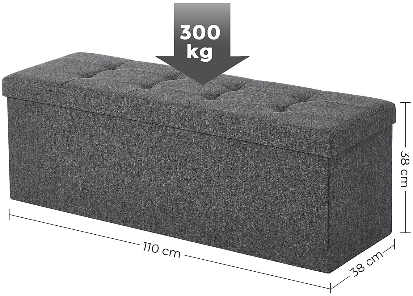 Benk med oppbevaring mørkegrå 110 x 38 x 38 cm Benk med oppbevaring mørkegrå 110 x 38 x 38 cm