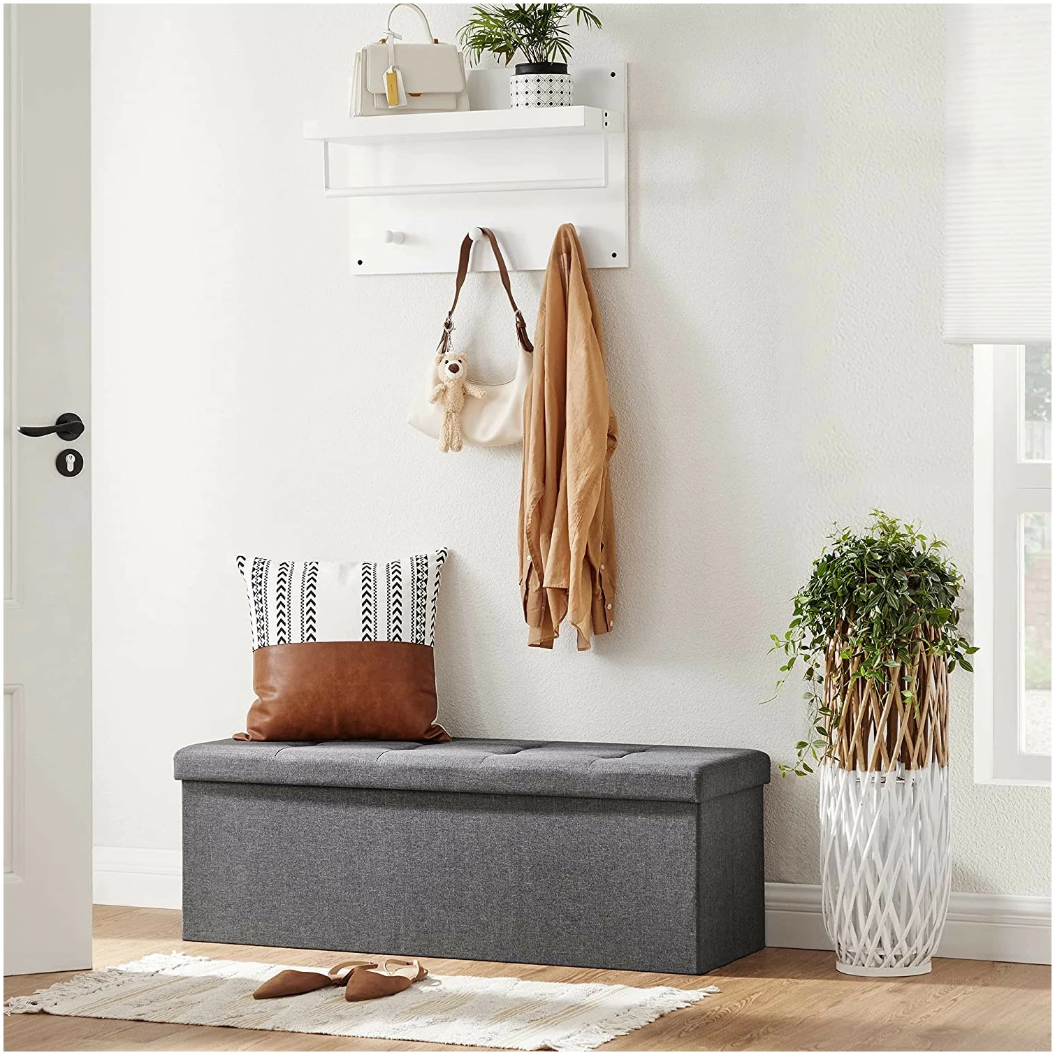 Benk med oppbevaring mørkegrå 110 x 38 x 38 cm Benk med oppbevaring mørkegrå 110 x 38 x 38 cm