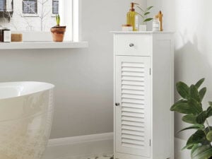 Oppbevaringsskap med skuff - baderomsoppbevaring - 32x32x87 cm Oppbevaringsskap med skuff - baderomsoppbevaring - 32x32x87 cm