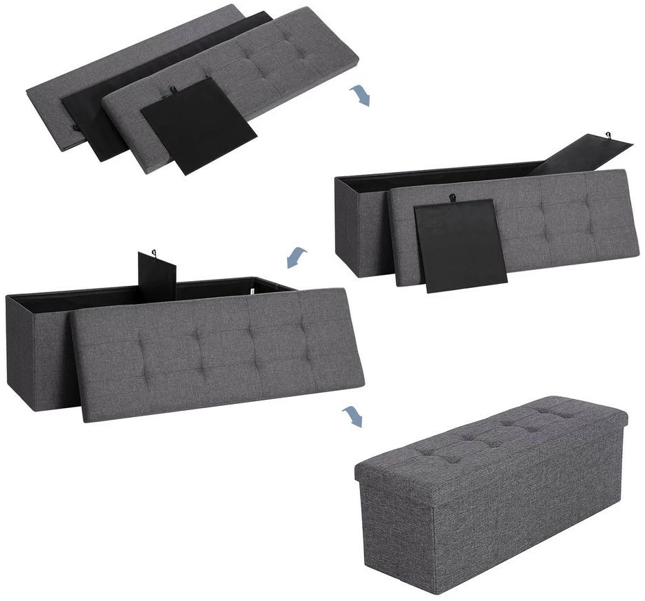 Benk med oppbevaring mørkegrå 110 x 38 x 38 cm Benk med oppbevaring mørkegrå 110 x 38 x 38 cm