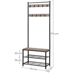 Kleshenger med skohylle, klestre 175 cm industridesign, Greige/svart
