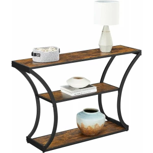 Konsollbord med buede ben, vintage brun-svart, 120 x 30 x 80 cm Konsollbord med buede ben, vintage brun-svart, 120 x 30 x 80 cm