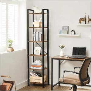 Bokhylle 40x30x187,5 cm oppbevaringshylle industridesign - Vintage brun-svart  