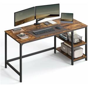 Skrivebord med to hyller 140 x 60 x 75 cm Vintage Brun-Sort Skrivebord med to hyller 140 x 60 x 75 cm Vintage Brun-Sort