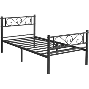 Sengeramme Retro Enkeltseng Metall 198 x 91,8 x 86,4 cm Sort  