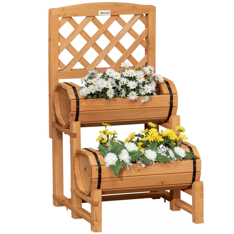 Plantekasse med espalier 2-nivåer i trefat Design Værbestandig 45 x 45 x 80 cm Plantekasse med espalier 2-nivåer i trefat Design Værbestandig 45 x 45 x 80 cm