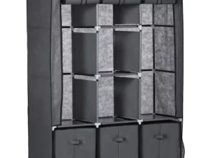 Stoffgarderobe 3 seksjoner 125 cm x 43 cm x 162,5 cm Grå Stoffgarderobe 3 seksjoner 125 cm x 43 cm x 162,5 cm Grå
