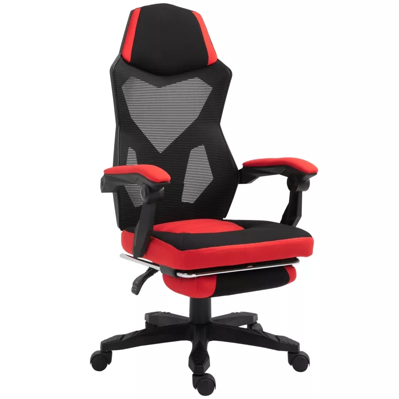 Kontorstol, Gamingstol med Fotstøtte, ryggstøtte 58 x 72 x 112-122 cm