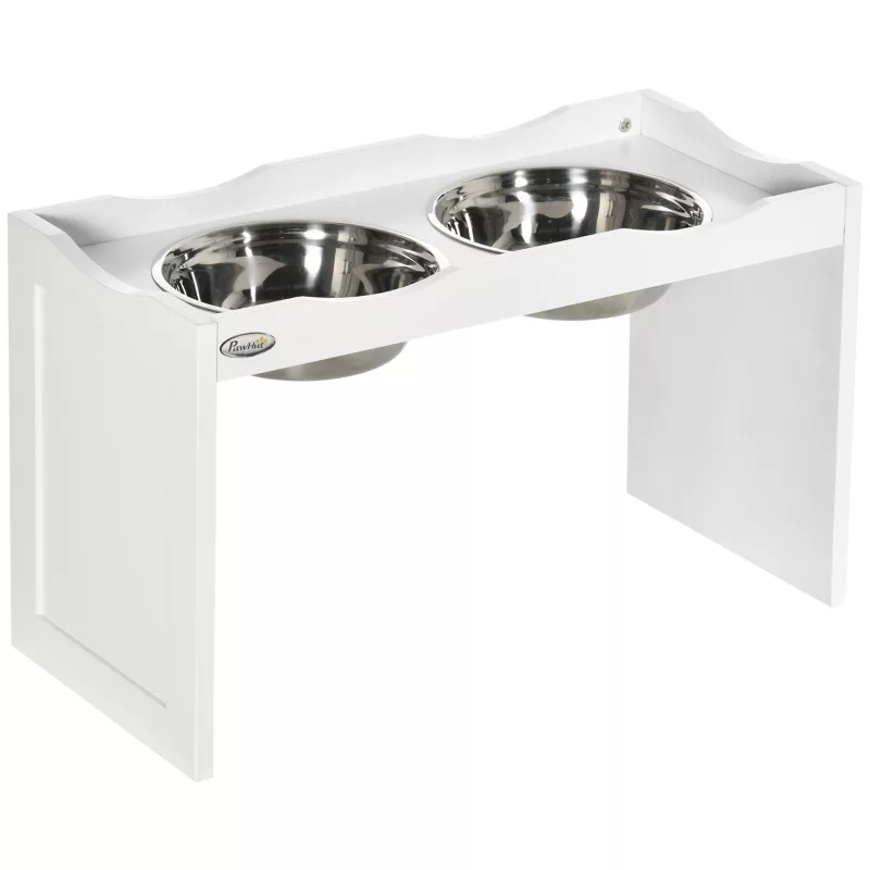 Matstativ for store hunder 2x2 liters skålmatte - vannmater 63 x 30 x 24 cm Rustfritt stål Matstativ for store hunder 2x2 liters skålmatte - vannmater 63 x 30 x 24 cm Rustfritt stål