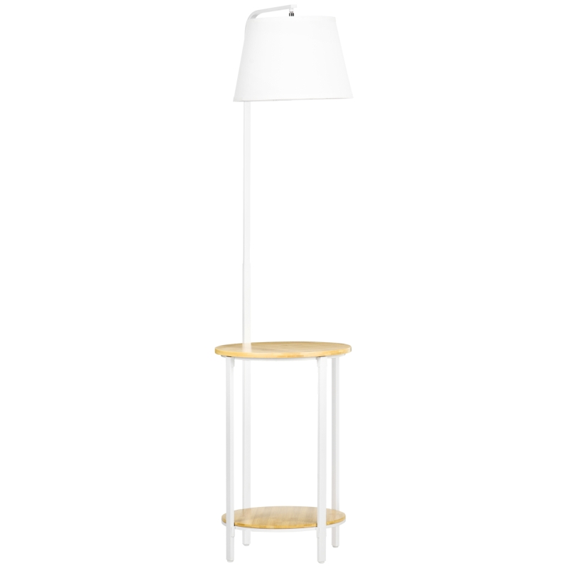 Gulvlampe med sidebord 40 W. E27, Natur + Hvit 162 cm