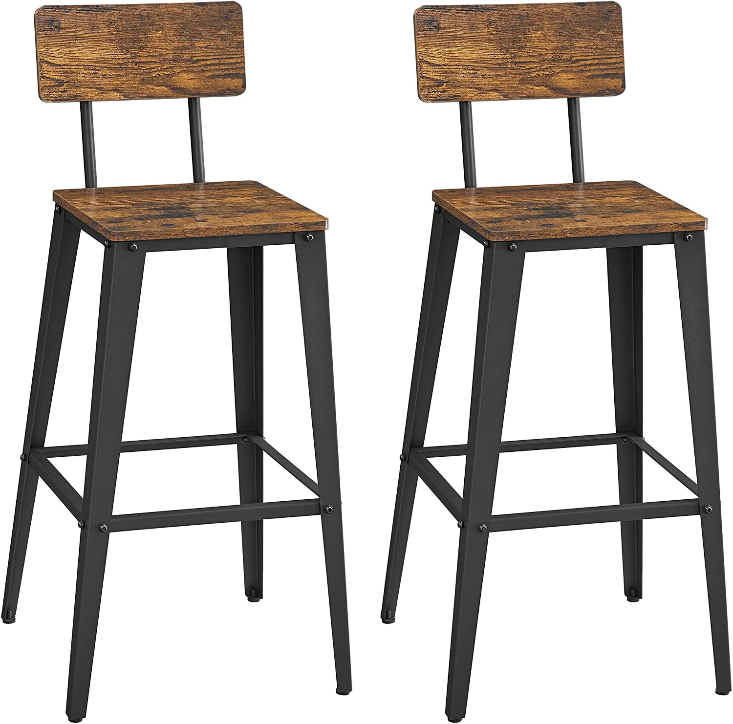 2x Barkrakker 74 cm Setehøyde - Vintage Brun/Sort