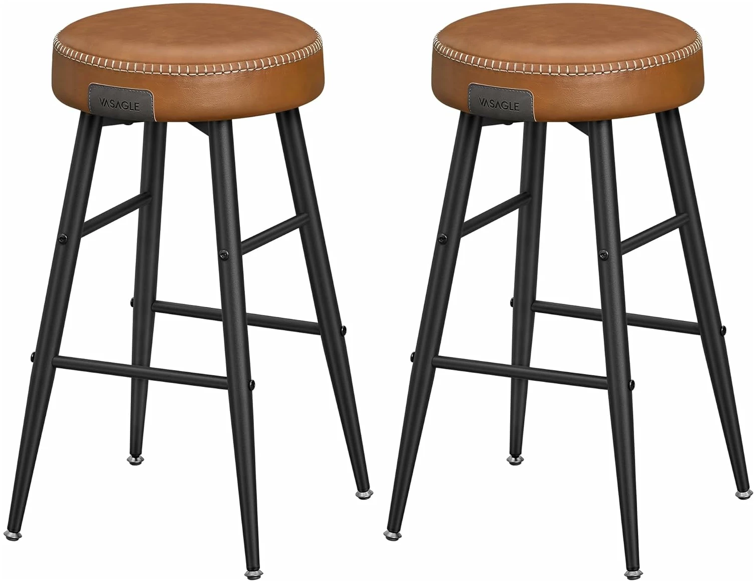 x2 Barstoler Retro Brunt Skinn "ECHO" Setehøyde 63 cm x2 Barstoler Retro Brunt Skinn "ECHO" Setehøyde 63 cm