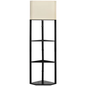 Hjørne Gulvlampe med 3 hyller, Sort/Hvit H.159 cm Hjørne Gulvlampe med 3 hyller, Sort/Hvit H.159 cm
