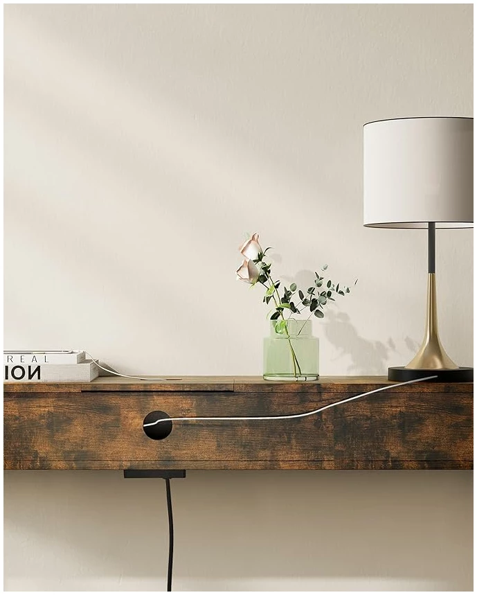 Konsollbord med innebygd strømuttak - 2 rom Vintage brun-svart 120 x 25 x 81 cm Konsollbord med innebygd strømuttak - 2 rom Vintage brun-svart 120 x 25 x 81 cm