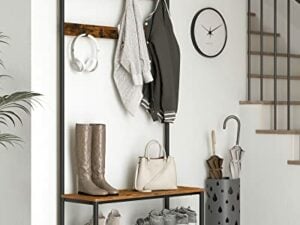 Klesstativ med skooppbevaring, Benk 32 x 85 x 175 cm Vintage brun Klesstativ med skooppbevaring, Benk 32 x 85 x 175 cm Vintage brun