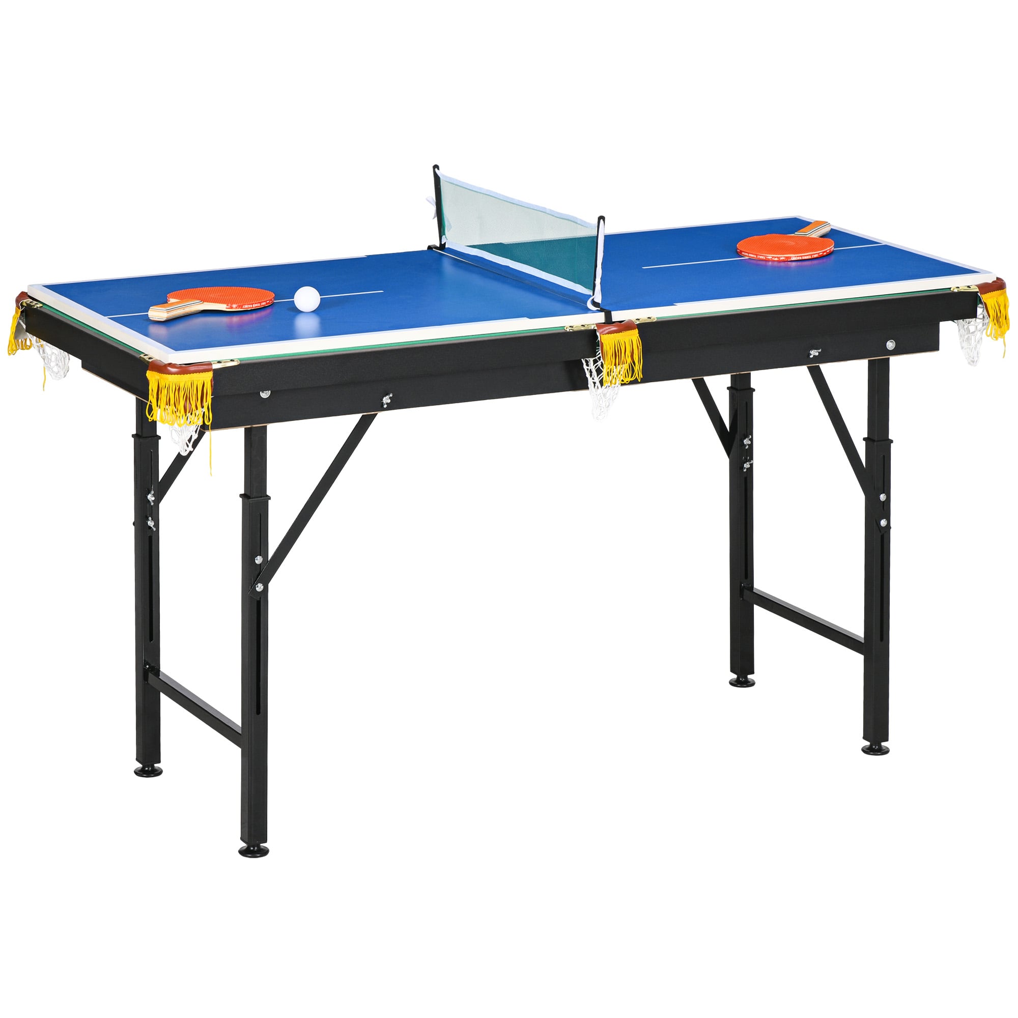 2-i-1 mini biljardbord bordtennisbord med tilbehør 140 x 63 x 80 cm blå/grønn