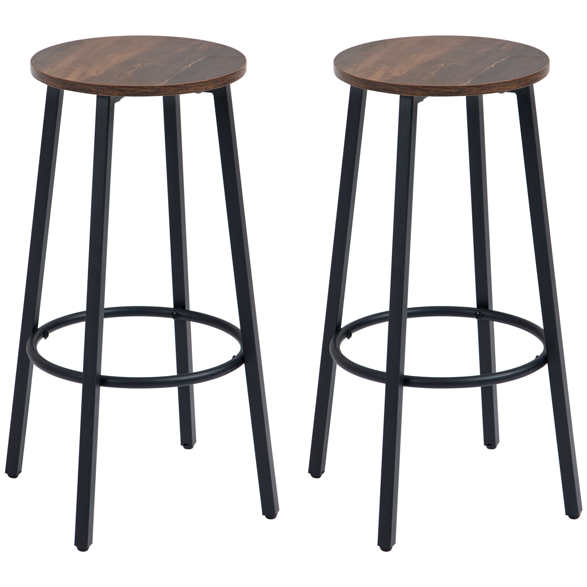 2-pack Barstoler Rund Industriell Vintage Brun Ø30 x 65H cm