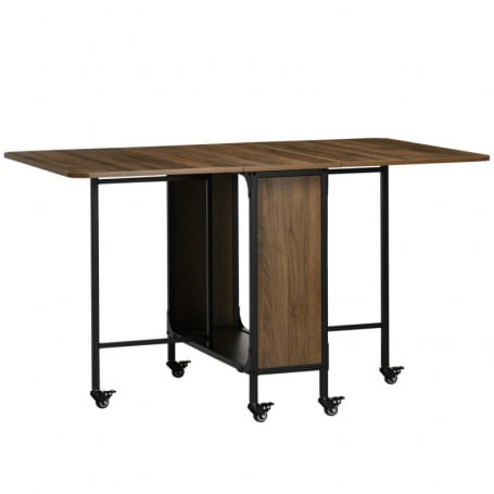 Sammenleggbart spisebord med 2 sammenleggbare plater, brun 130 x 80 x 74 cm