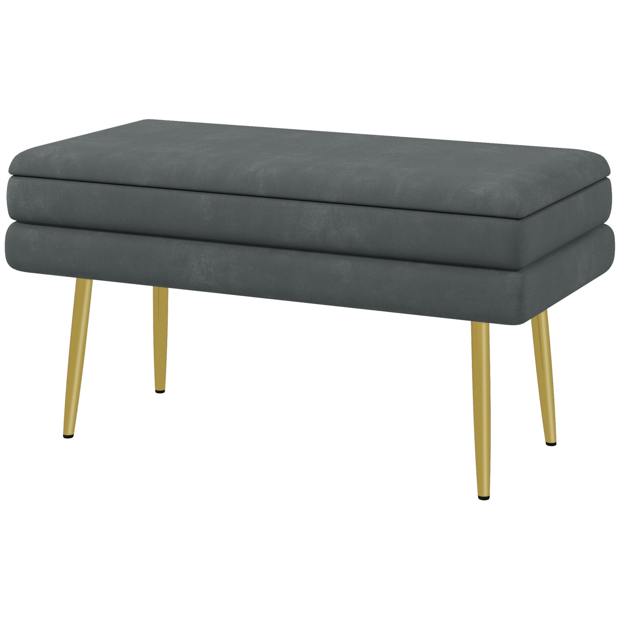 Benk / Sengebenk med oppbevaringsplass 80 x 37 x 43 cm Mørkegrå / Gull