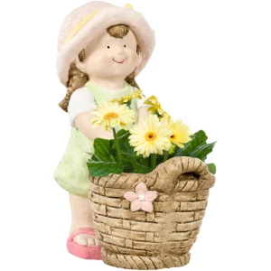 Hagefigur Jente Med Blomsterkurv 40 cm Stein Hagefigur Jente Med Blomsterkurv 40 cm Stein