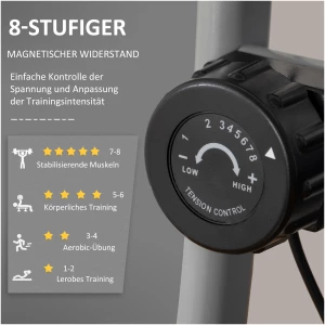 Treningssykkel Justerbar Magnetisk Motstand, Sammenleggbar, Grå Svart AS 