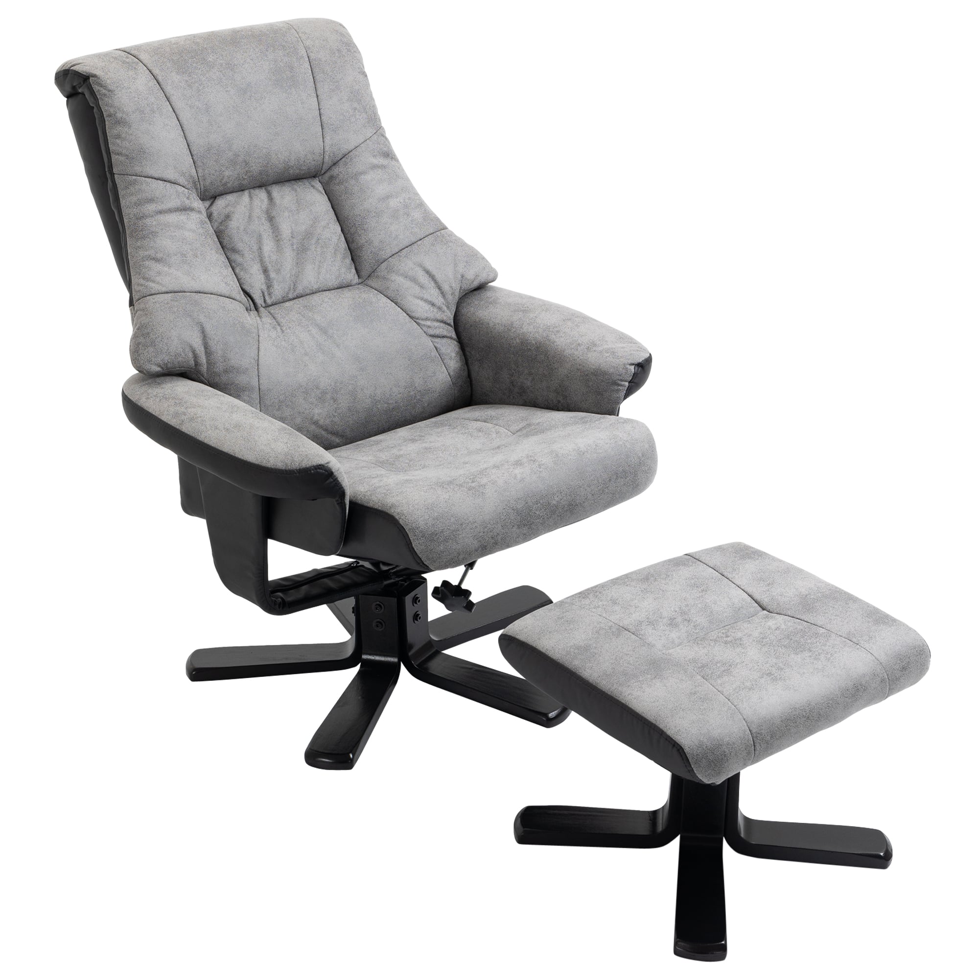Relax Lenestol med krakk 360° roterbart, vintage grått skinn