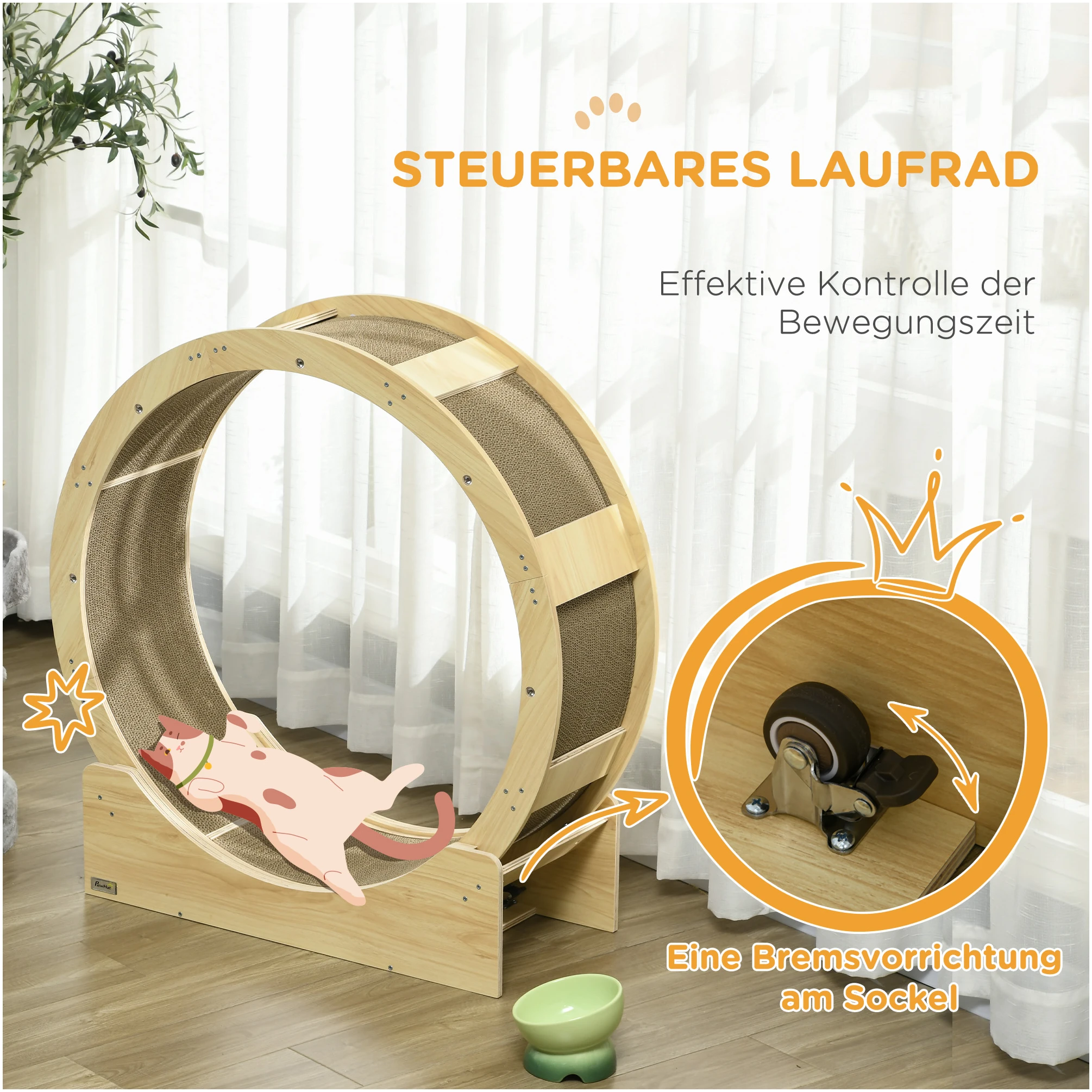 Kattehjul med brems og skrapebrett Ø91 cm, Eik AS Kattehjul med brems og skrapebrett Ø91 cm, Eik AS