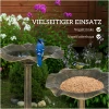 Fuglebad i vintage-design – frostbestandig fuglebad med stabil fot, bronsefarget, Ø50 x 71 cm