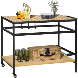Ute serveringsvogn industriell svart natur 107 x 65 x 80 cm metall tre Ute serveringsvogn industriell svart natur 107 x 65 x 80 cm metall tre