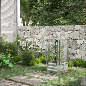Plantekasse med drivhus og espalier grønn 53 x 53 x 90 cm plast AS Plantekasse med drivhus og espalier grønn 53 x 53 x 90 cm plast AS