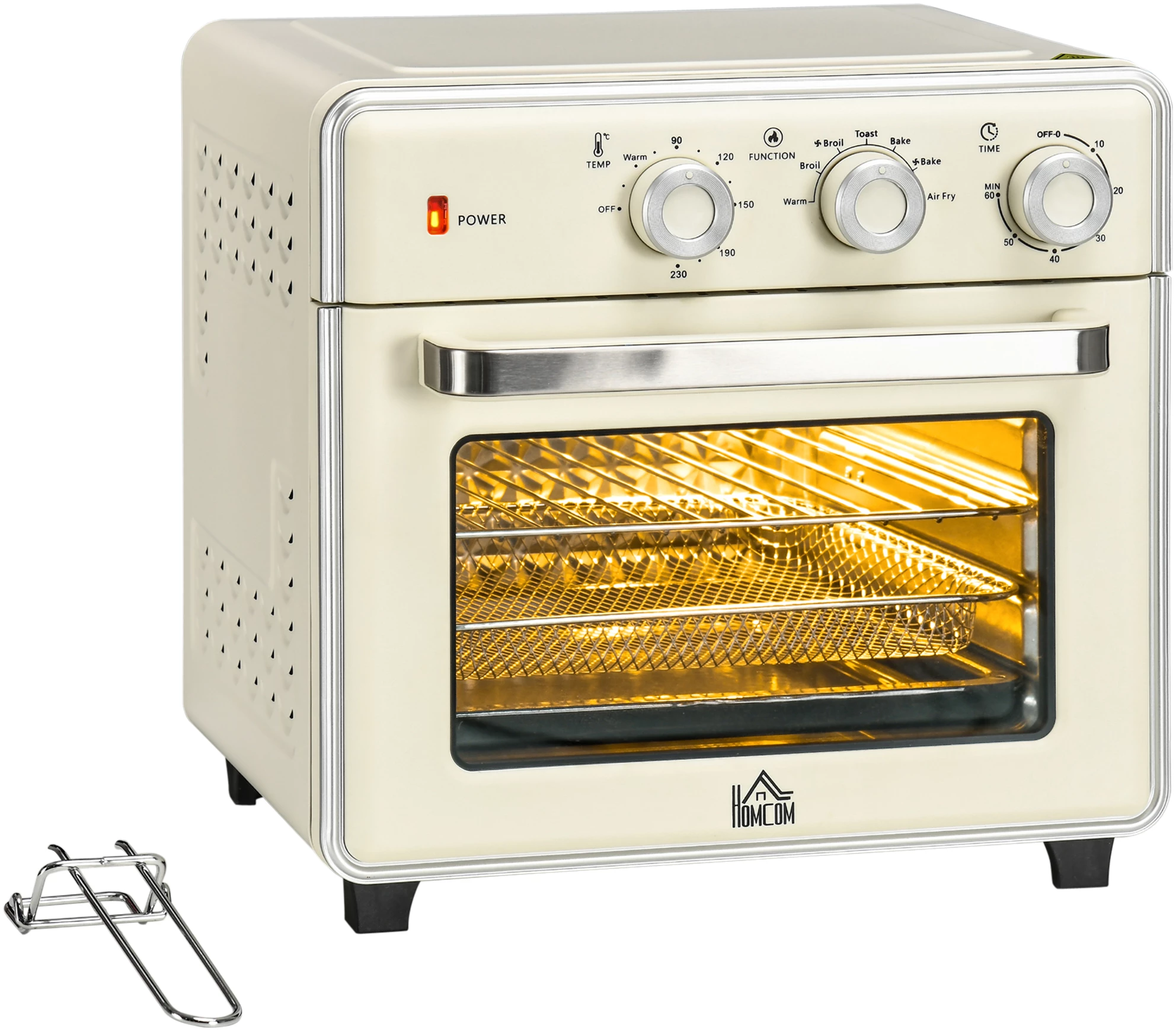 5-i-1 miniovn, ovn, varmluftsfrityr, hold varm, grill, brødrister, 20 L 1400 W – retro beige AS 5-i-1 miniovn, ovn, varmluftsfrityr, hold varm, grill, brødrister, 20 L 1400 W – retro beige AS