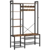 4-i-1 Entrémøbel med kleshenger, skooppbevaring, benk Vintage brun 140 x 120 x 190 cm