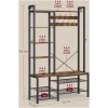 4-i-1 Entrémøbel med kleshenger, skooppbevaring, benk Vintage brun 140 x 120 x 190 cm