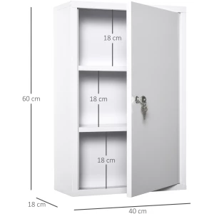 Medisinskap med lås 3 rom Hvit 40 x 18 x 60 cm AS Medisinskap med lås 3 rom Hvit 40 x 18 x 60 cm AS