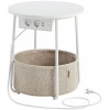 Sidebord Rund med Innebygd Stikkontakt, USB-lader og Tøykurv 45 cm - Grå Sidebord Rund med Innebygd Stikkontakt, USB-lader og Tøykurv 45 cm - Grå