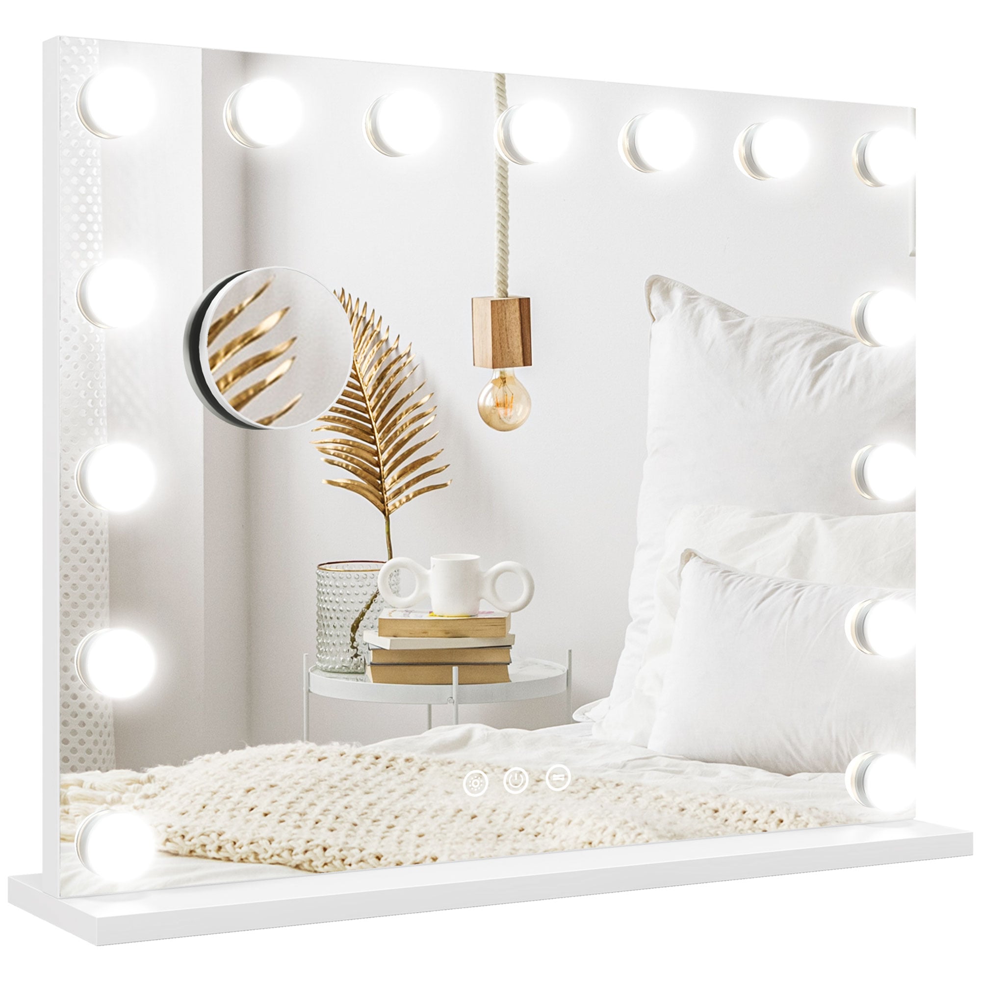 Sminkespeil Med 15 LED-Lys 58 x 48 cm Hvit