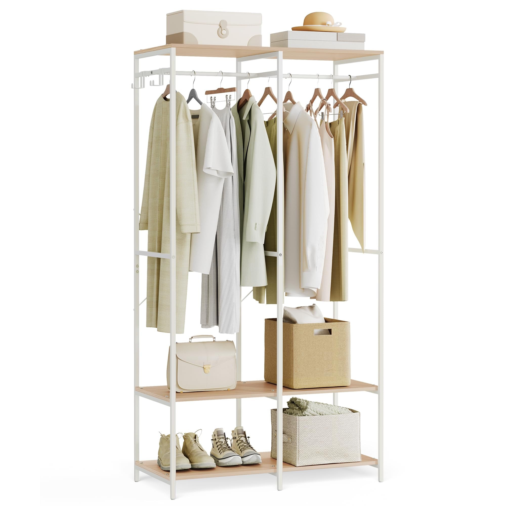 Åpen garderobe Klesstativ Hvit Eik 94,5 x 40 x 180 cm