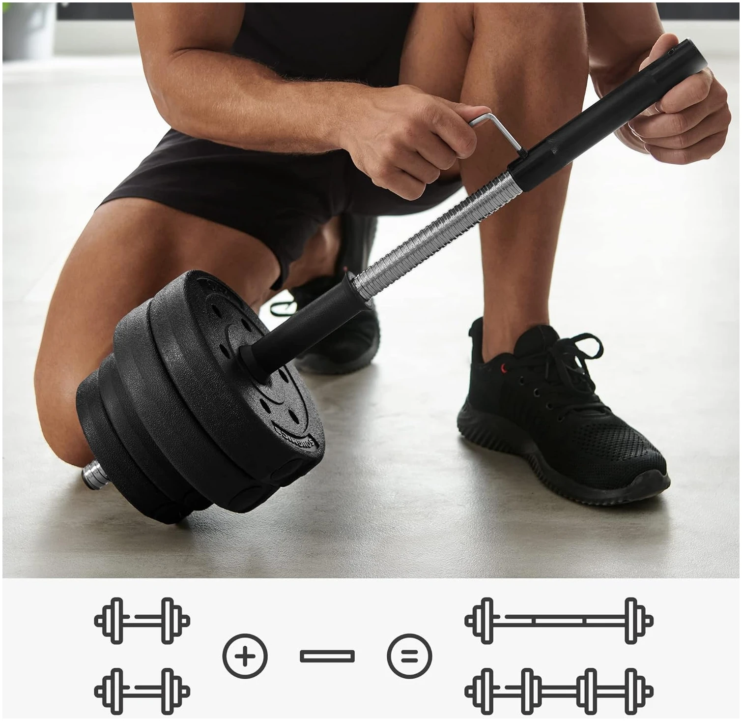 Hantlersett 16 skiver med vektstang - 8 x 2,5 kg, 4 x 1,25 kg, 4 x 1 kg Hantlersett 16 skiver med vektstang - 8 x 2,5 kg, 4 x 1,25 kg, 4 x 1 kg