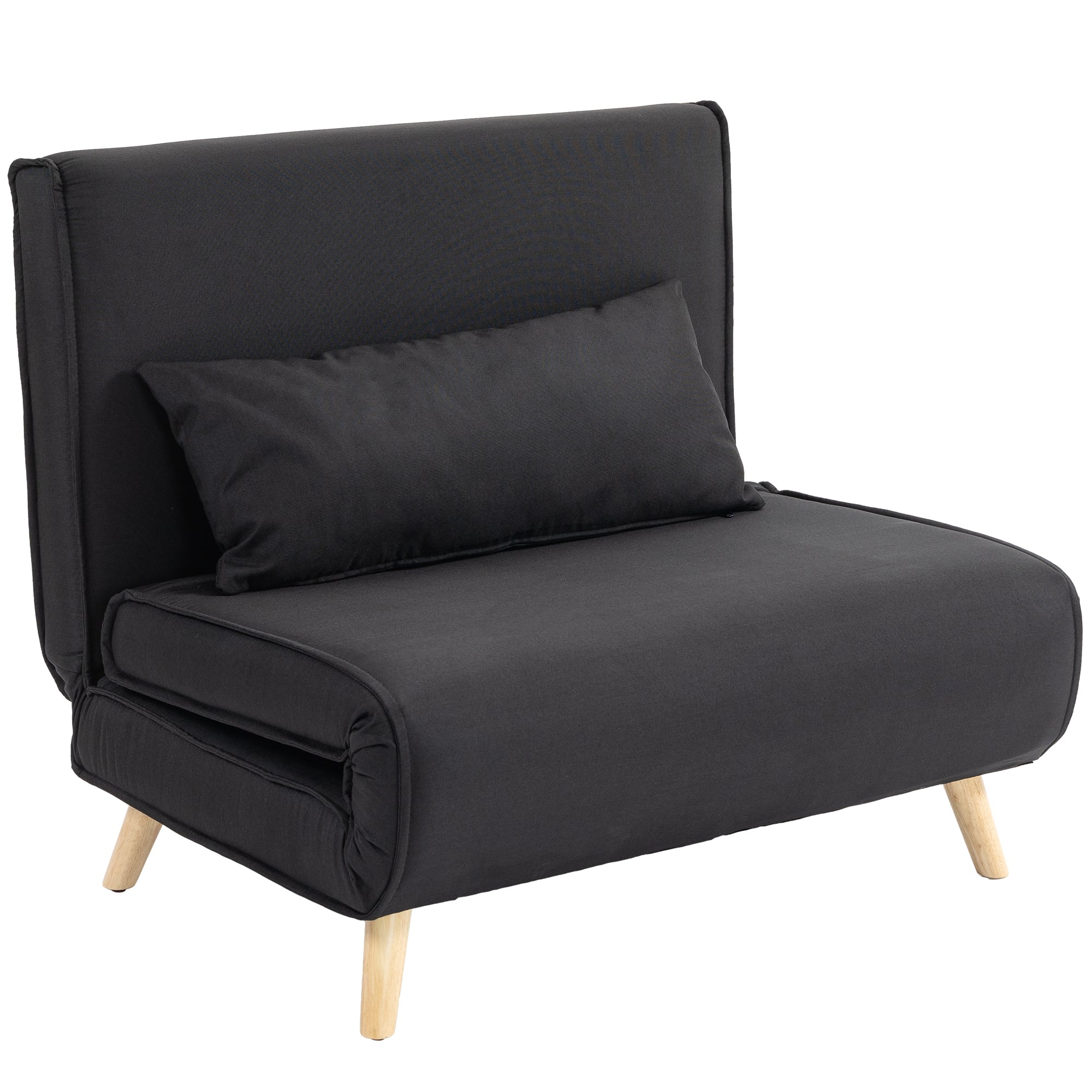Sengelenestol med sengefunksjon og pute 94 x 78 x 80 cm Sort
