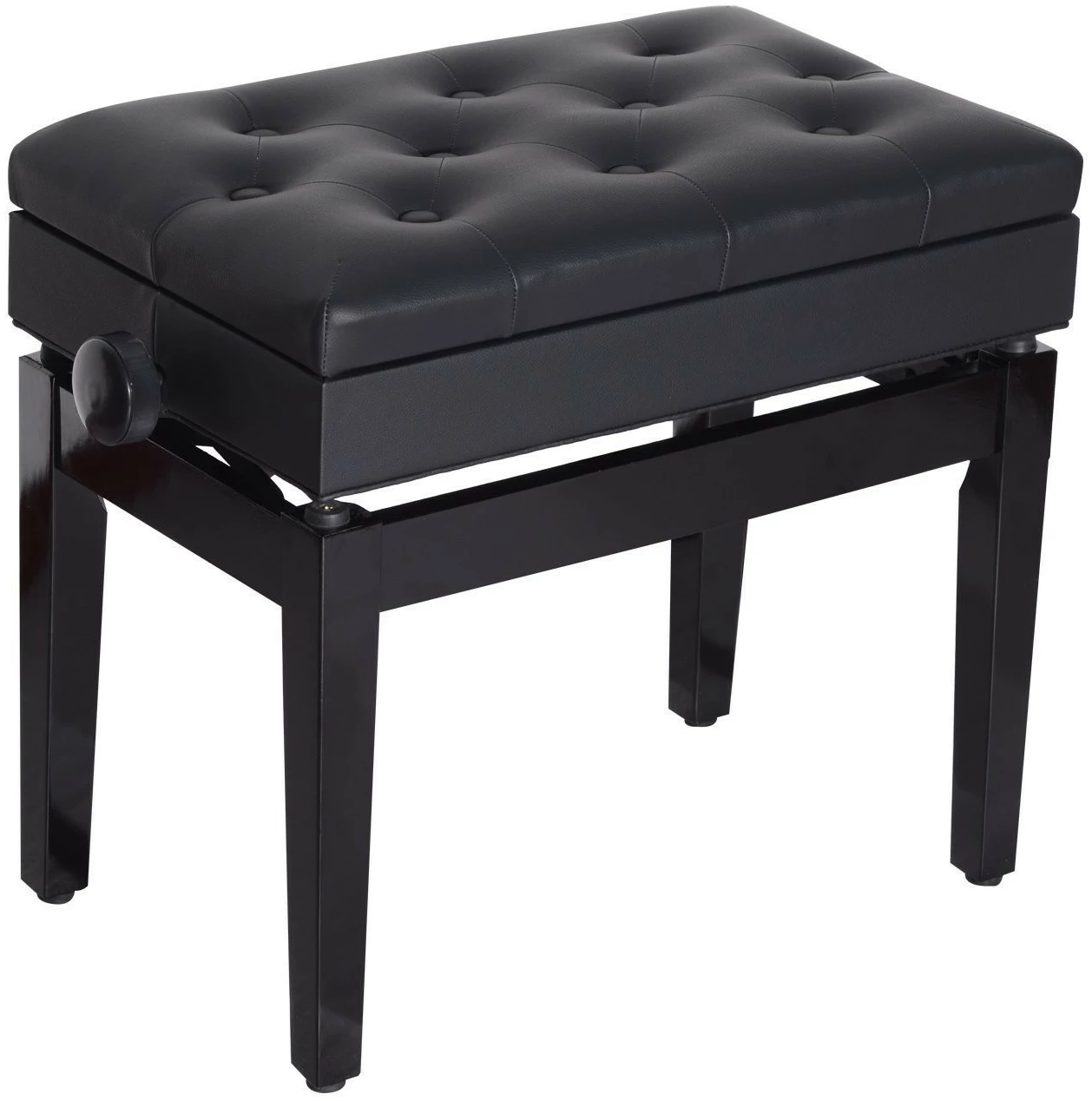 Pianokrakk Høydejusterbar med oppbevaring Knapp skinn 54,5 x 33 x 48-58 cm