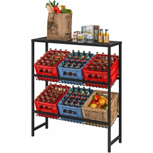 Metall oppbevaringshylle med 3 nivåer, svart 103 x 33 x 113,5 cm Metall oppbevaringshylle med 3 nivåer, svart 103 x 33 x 113,5 cm