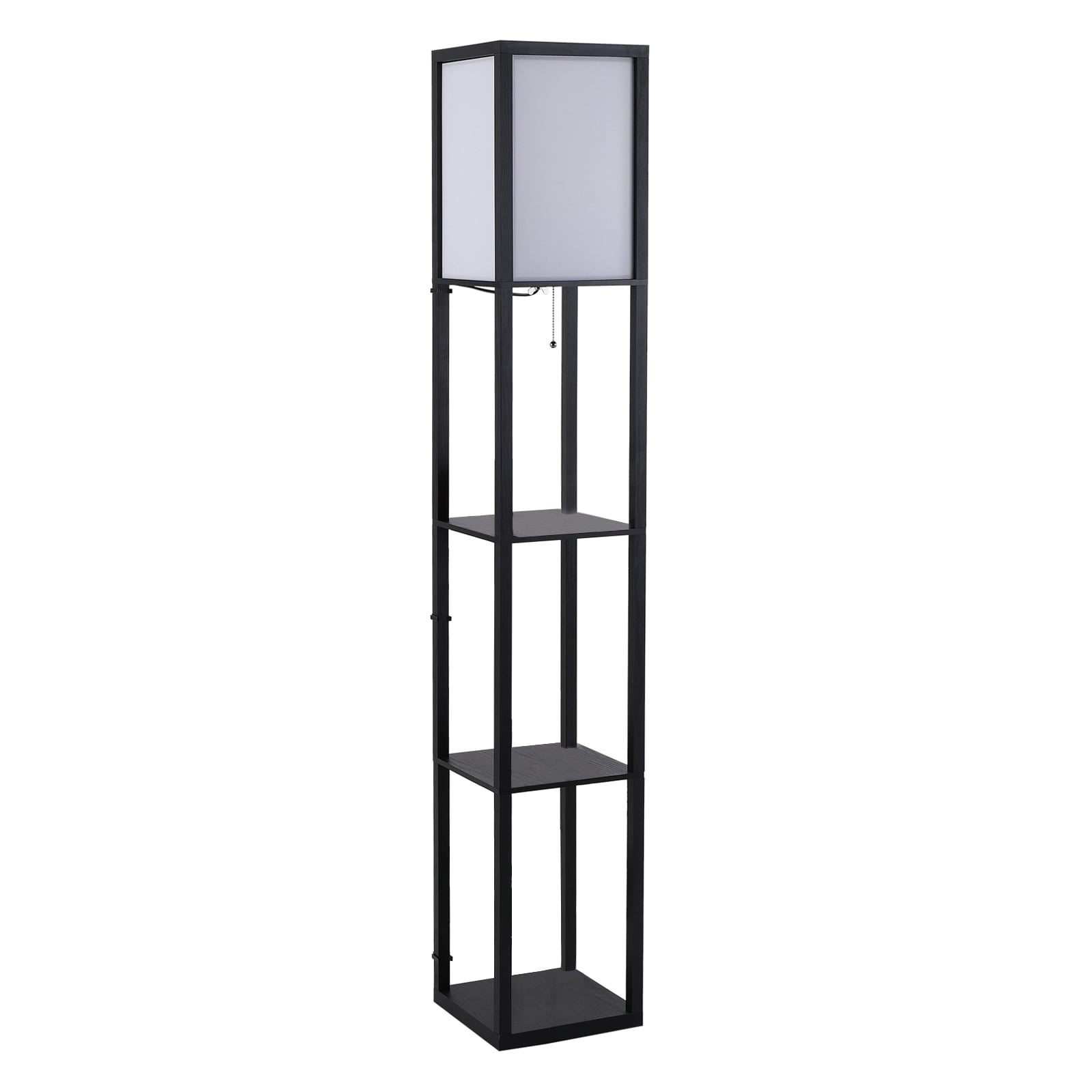 Gulvlampe med hyller 26 x 26 x 160 cm Sort tre