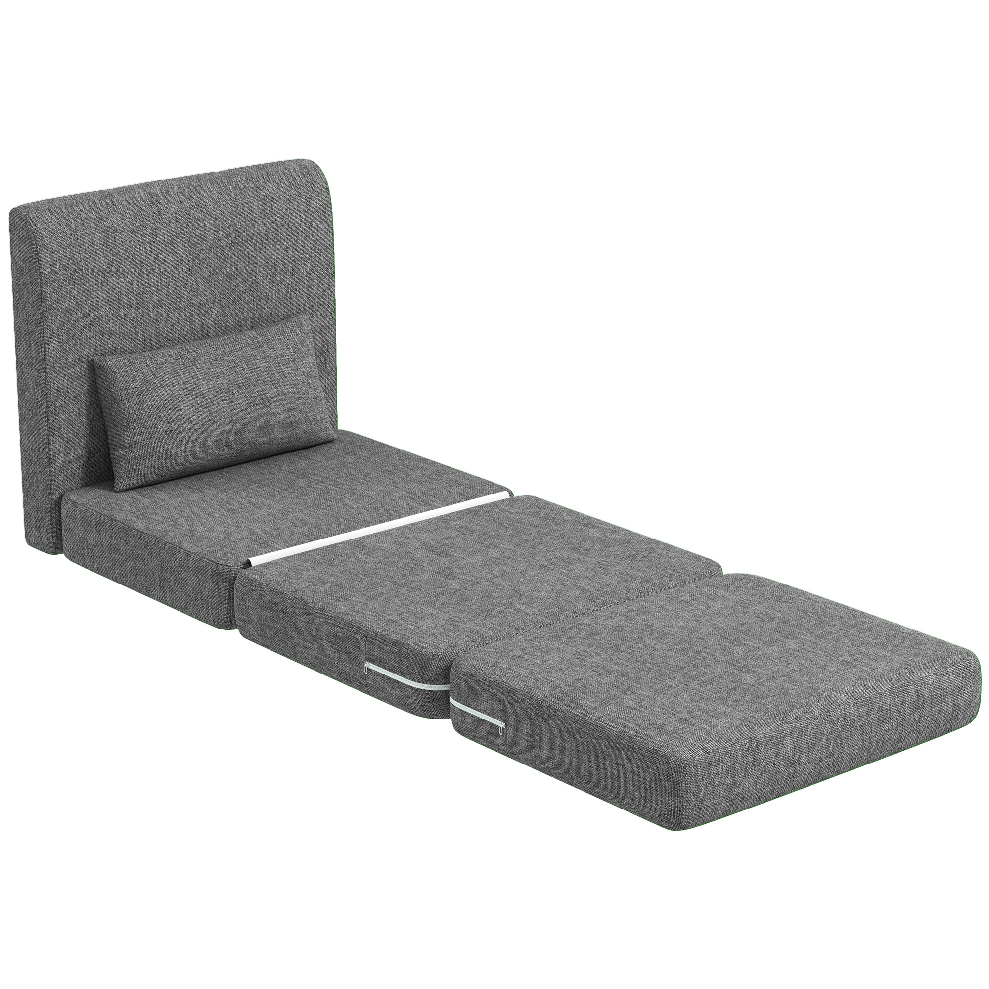 3-i-1 Sammenleggbar Hvilestol, Gjestemadrass, 80 x 75 x 74 cm, grå