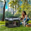 Sammenleggbar hundegård 74×60×45 cm med nettingvinduer & oppbevaringsveske