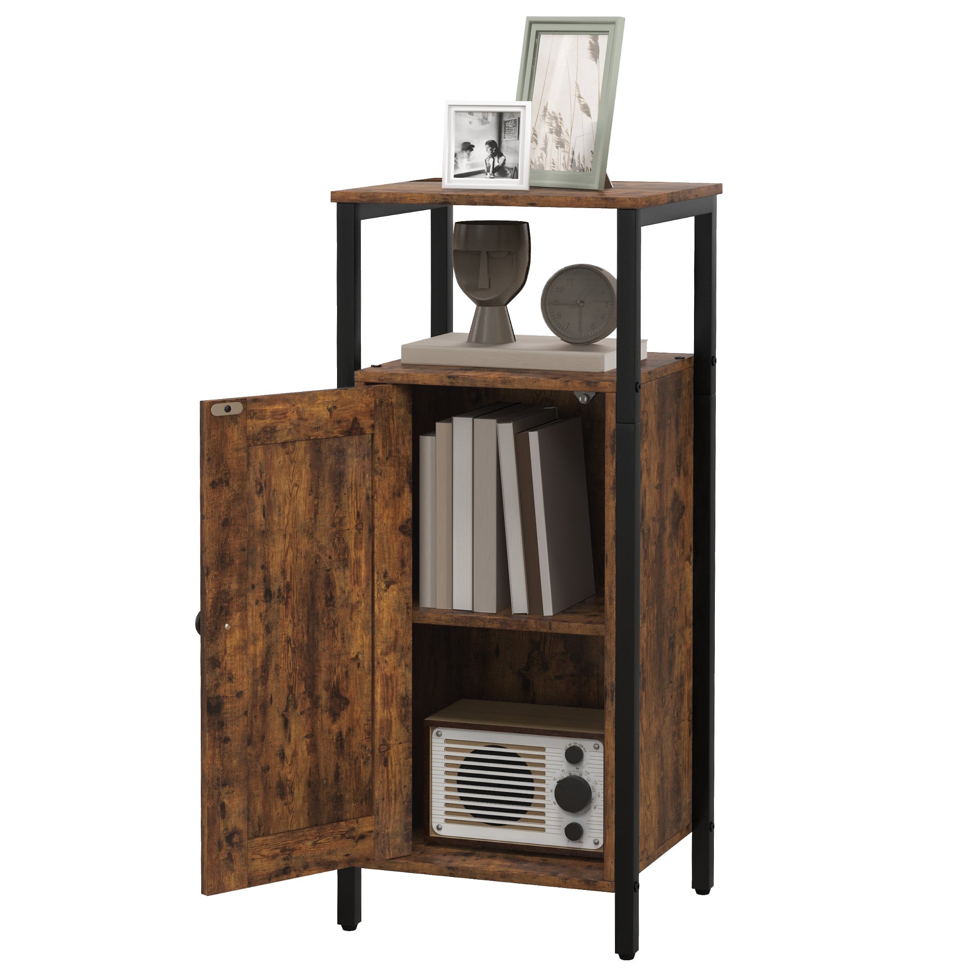 Sidebord med oppbevaringsskap, åpen hylle Vintage Brun