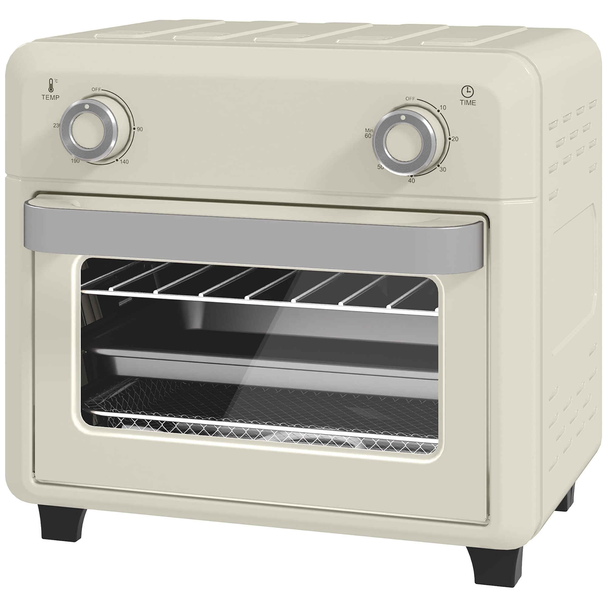 Kompakt Miniovn med grill og varmluft, 1000W kremhvit