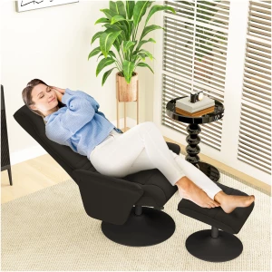 Relax Lenestol med Fotskammel Justerbar rygg Mikrofiberduk Svart