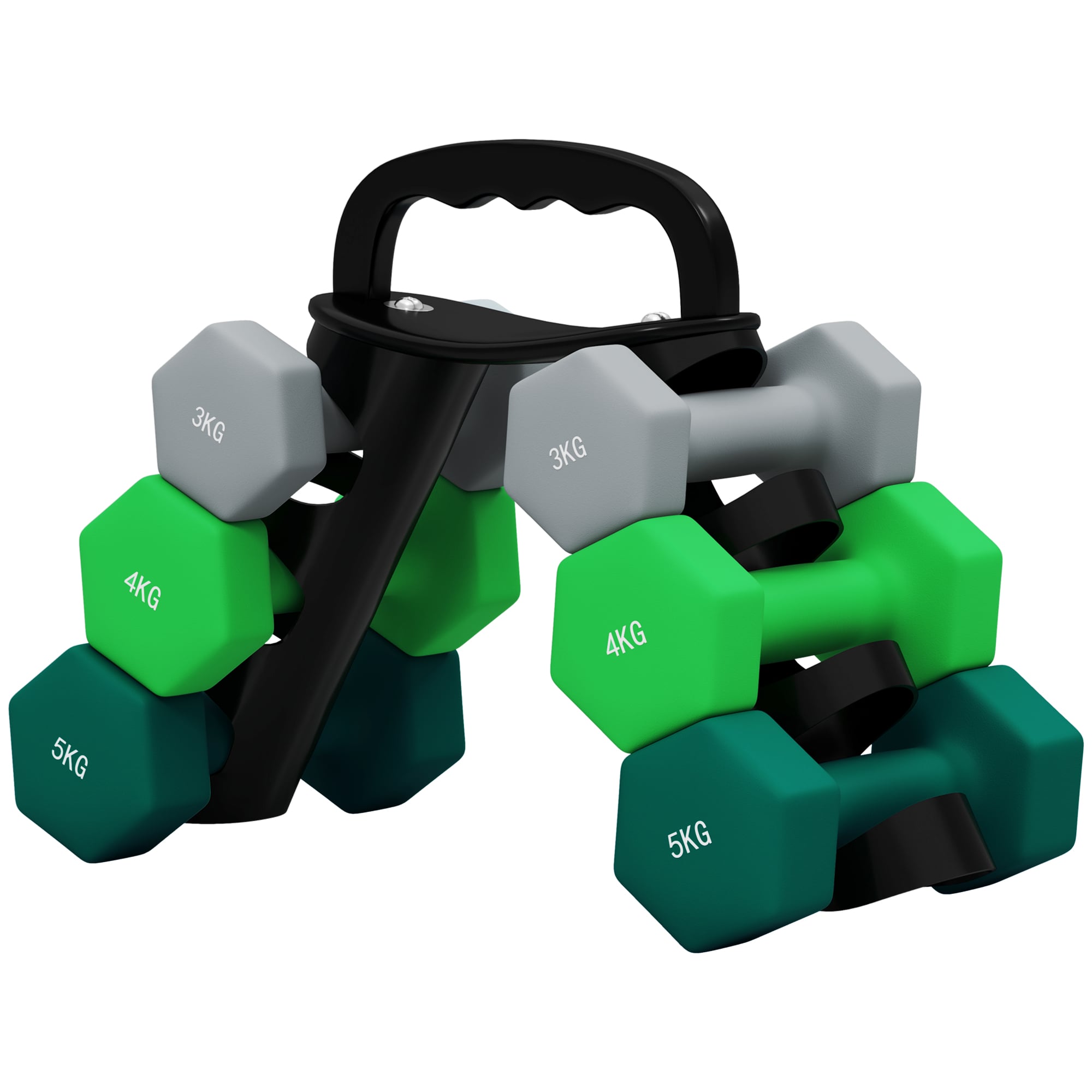 Manualsett med oppbevaringsstativ – 6 manualer 2×3/2×4/2×5 kg styrketrening hjemme