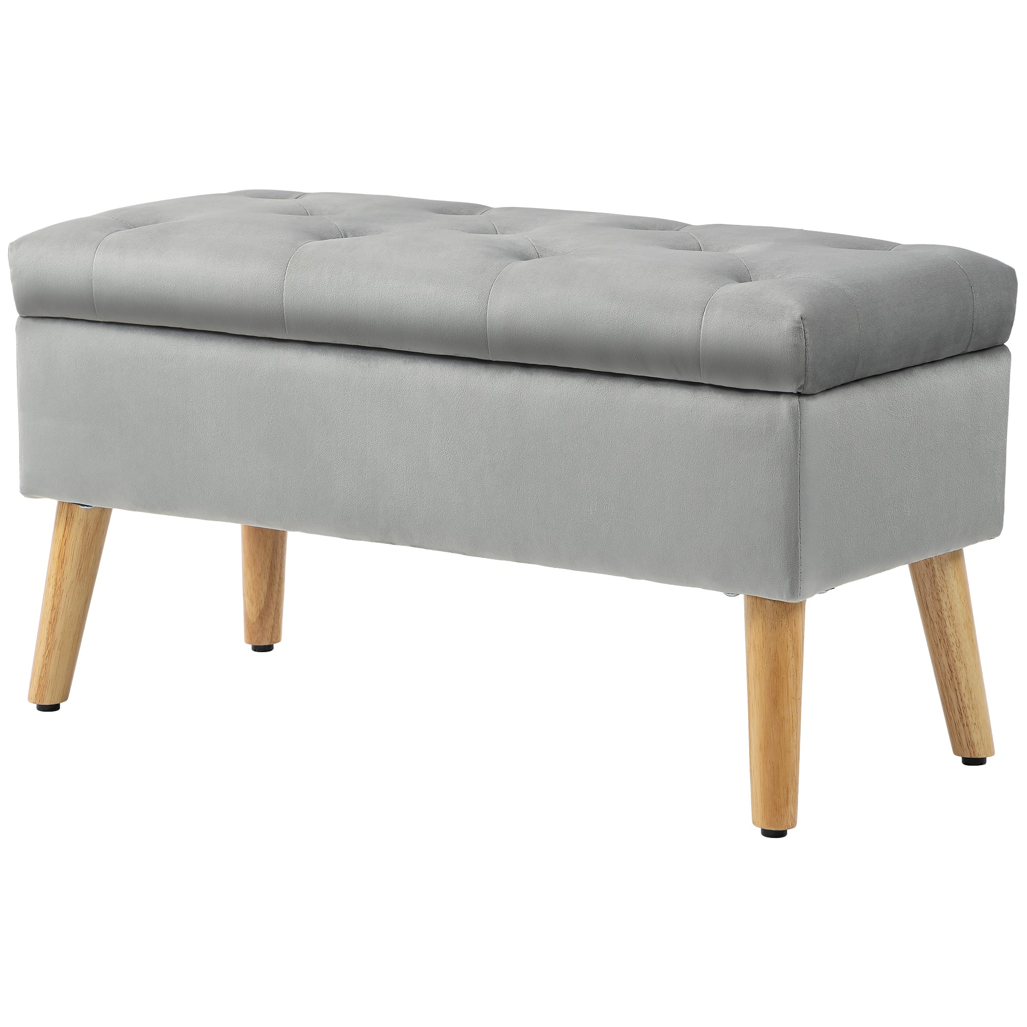 Benk med Oppbevaring Velvet Grey med treben 80 x 35 x 40 cm