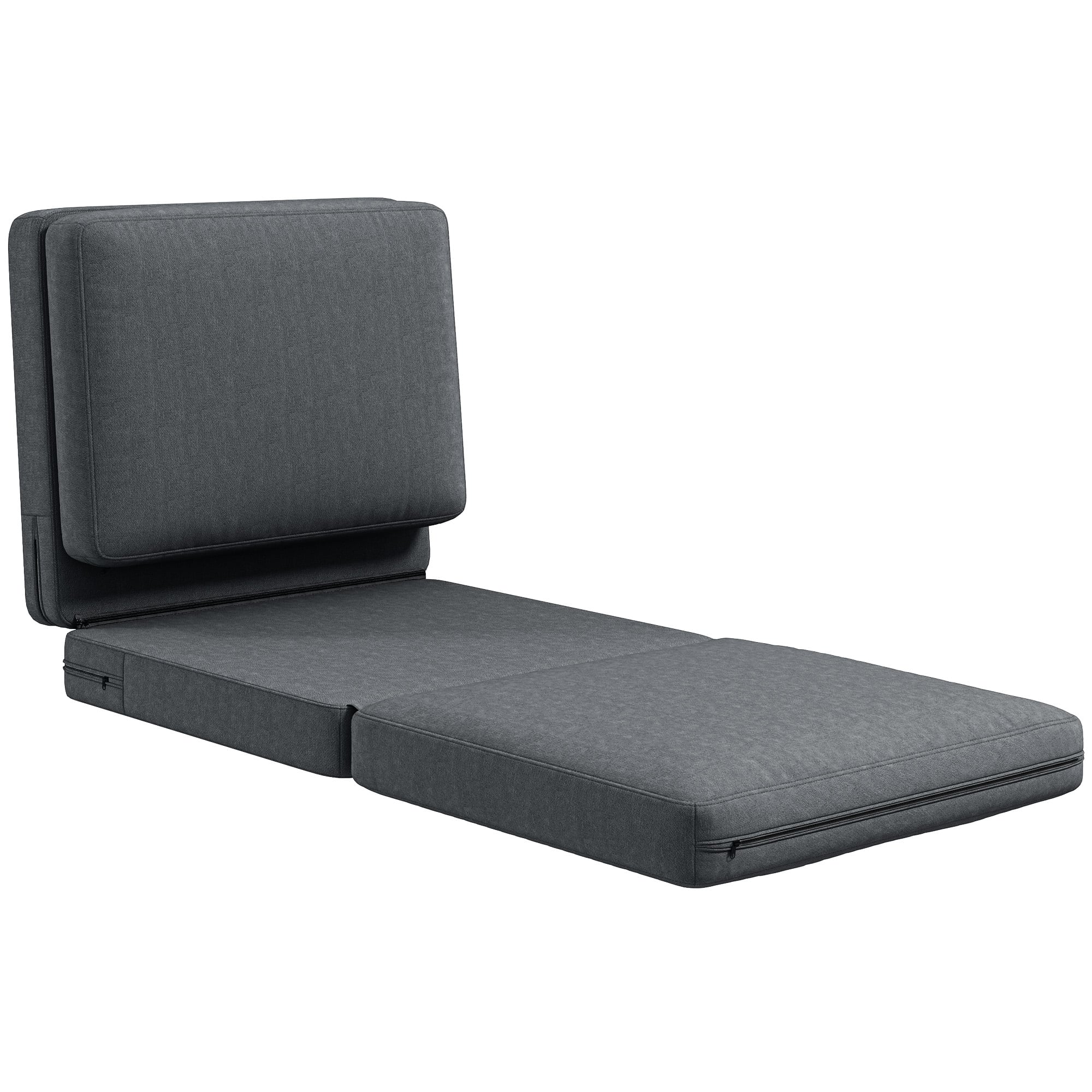 Sammenleggbar gulvstol med pute – 75×268×18 cm, mørkegrå komfortstol